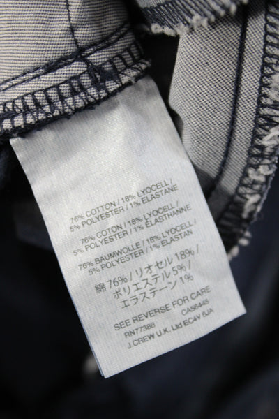 J Crew Women Cropped Pants Blue Button Cotton Inseam 28 Size 31
