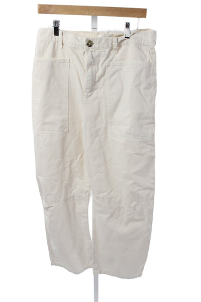Velvet by Graham & Spencer Women Cargo Pants Ivory Cotton Size 10
