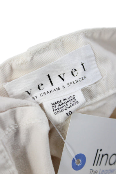 Velvet by Graham & Spencer Women Cargo Pants Ivory Cotton Size 10