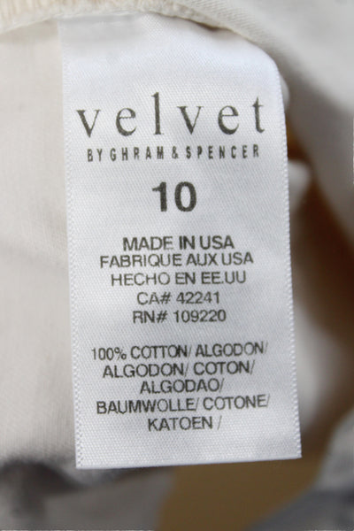 Velvet by Graham & Spencer Women Cargo Pants Ivory Cotton Size 10