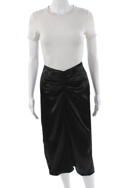 Lanvin Women Straight Pencil Skirt Black 100% Viscose Zip Midi Size 40