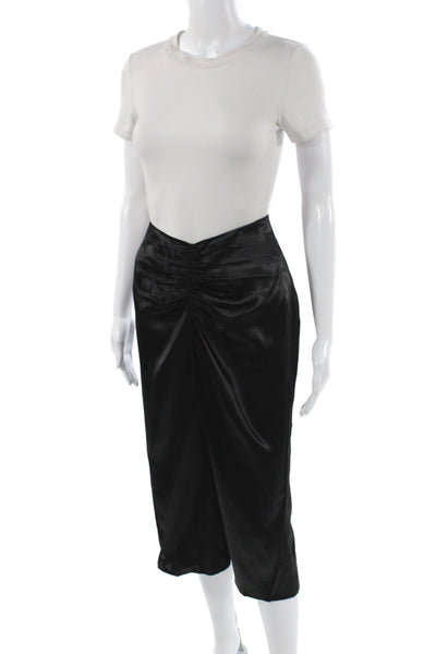 Lanvin Women Straight Pencil Skirt Black 100% Viscose Zip Midi Size 40