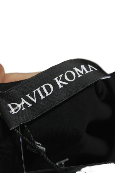 David Koma Womens Mini Dress Black Viscose Round Neck Short Sleeve Zip Size 2