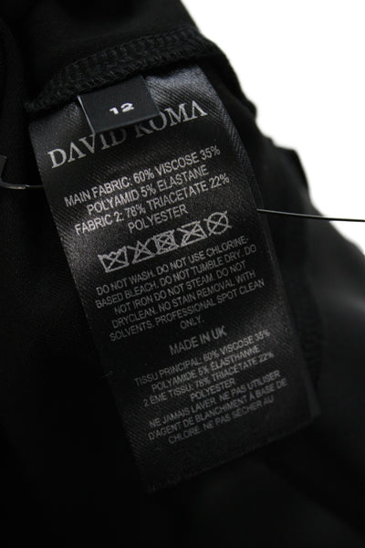 David Koma Womens Mini Dress Black Viscose Round Neck Short Sleeve Zip Size 2