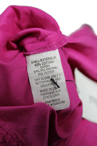Shoshanna Women Shirt Dress Pink V Neck Sleeveless Button Mid Calf Size 0