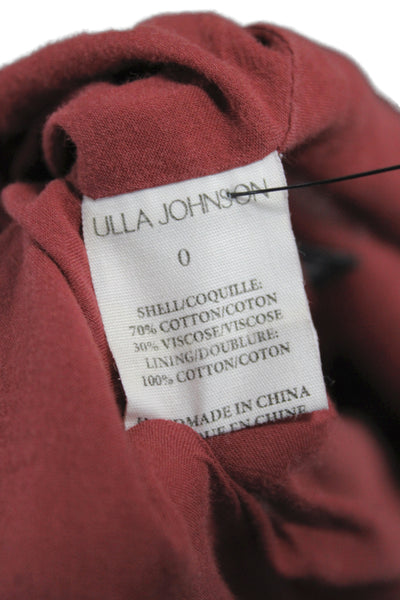 Ulla Johnson Women Mini Floral Brown Square Neck Short Sleeve Dress Size 0