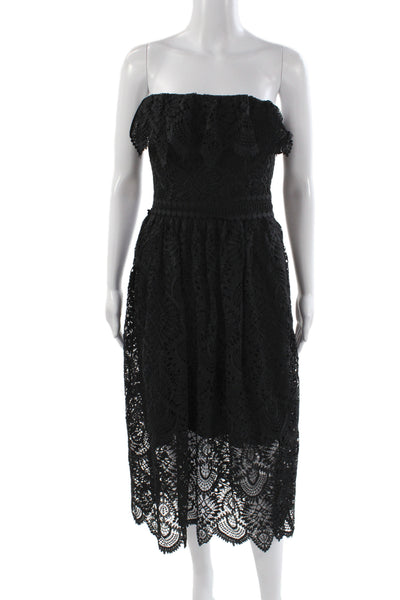 Shoshanna Womens Fit & Flare Off the Shoulder Mid-Calf Black Dress Size 2