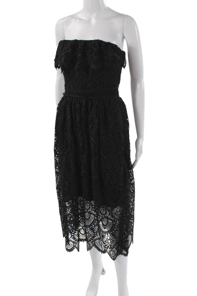 Shoshanna Womens Fit & Flare Off the Shoulder Mid-Calf Black Dress Size 2