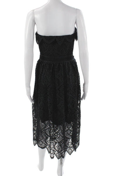 Shoshanna Womens Fit & Flare Off the Shoulder Mid-Calf Black Dress Size 2