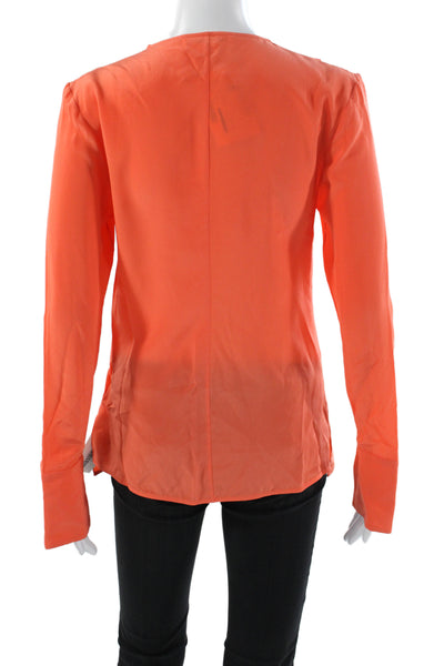 Victoria Beckham Women Silk Tunic Blouse Long Sleeve Tie Neck Orange Size 2