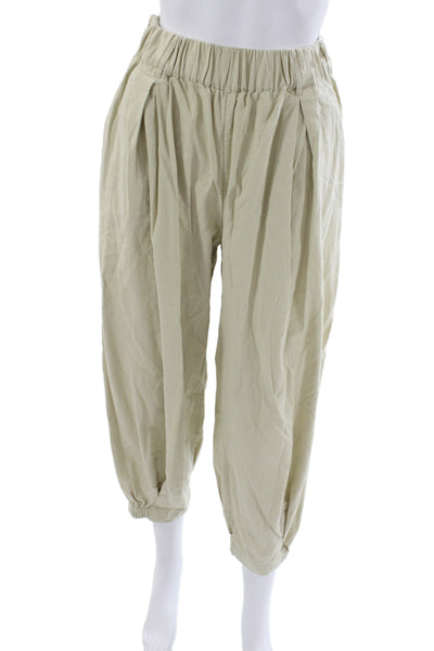 Free People Womens Boho Beige Bloomer Pants 100% Cotton Pull On Size XS