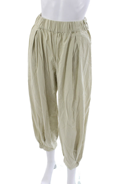 Free People Womens Boho Beige Bloomer Pants 100% Cotton Pull On Size XS