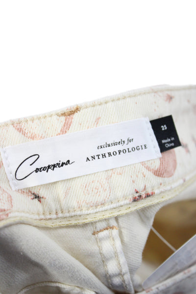 Anthropologie Womens Ivory Geometric Utility Shorts Cotton Size 25