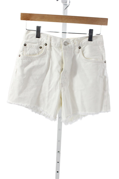 Agolde Womens Cut-Off White 100% Cotton Shorts Button Closure Size 24