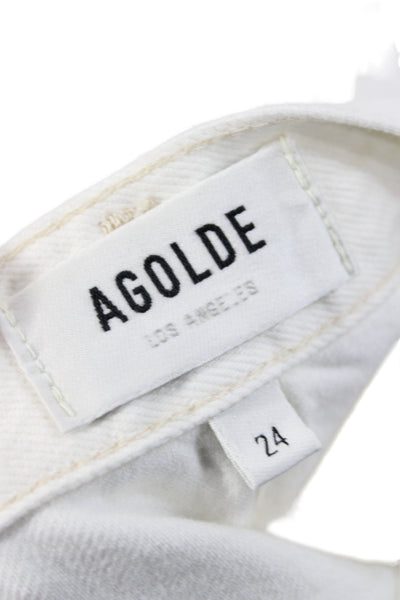 Agolde Womens Cut-Off White 100% Cotton Shorts Button Closure Size 24