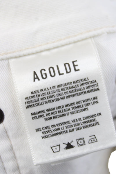 Agolde Womens Cut-Off White 100% Cotton Shorts Button Closure Size 24