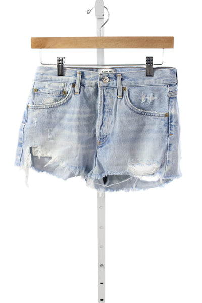 Agolde Women Cut-Off Blue Shorts 100% Cotton Button Size 25