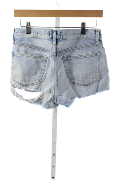 Agolde Women Cut-Off Blue Shorts 100% Cotton Button Size 25