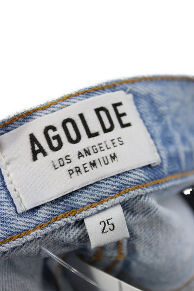Agolde Women Cut-Off Blue Shorts 100% Cotton Button Size 25