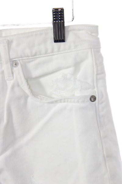 Agolde Womens Cut-Off Cotton Shorts White Size 25