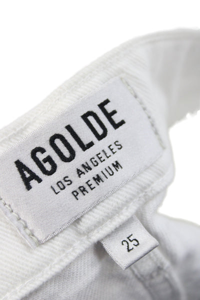 Agolde Womens Cut-Off Cotton Shorts White Size 25