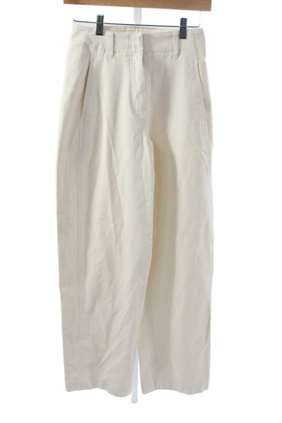 Wilfred Free Womens Chino Pants Ivory Button Cotton 31in Inseam Size 0