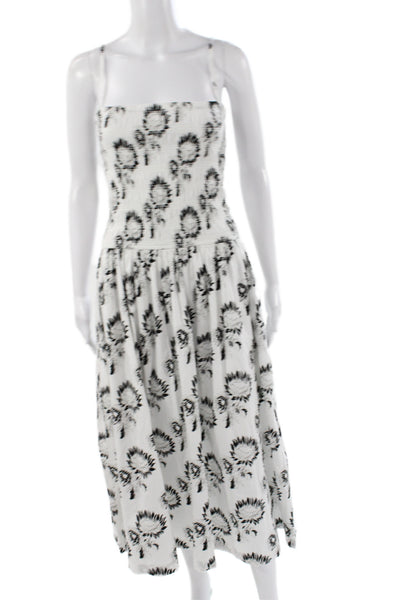 Madewell Womens Maxi Dress Black Floral Square Neck Sleeveless Cotton Size S