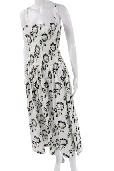 Madewell Womens Maxi Dress Black Floral Square Neck Sleeveless Cotton Size S