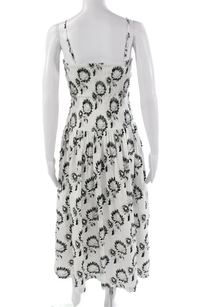 Madewell Womens Maxi Dress Black Floral Square Neck Sleeveless Cotton Size S