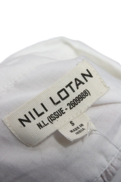 Nili Lotan Women Tunic Blouse White Collared Button Cotton Sleeveless Size S
