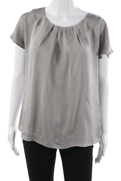 Boden Womens Basic Silk Sleeveless Round Neck Button Blouse Gray Size 8