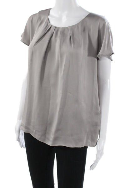 Boden Womens Basic Silk Sleeveless Round Neck Button Blouse Gray Size 8