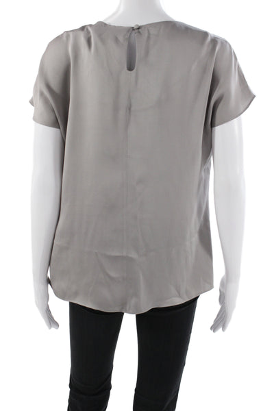 Boden Womens Basic Silk Sleeveless Round Neck Button Blouse Gray Size 8