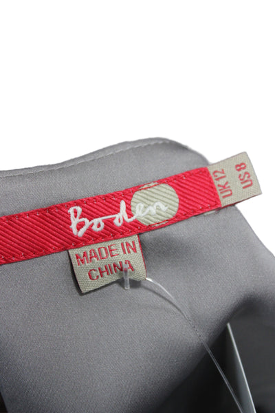 Boden Womens Basic Silk Sleeveless Round Neck Button Blouse Gray Size 8