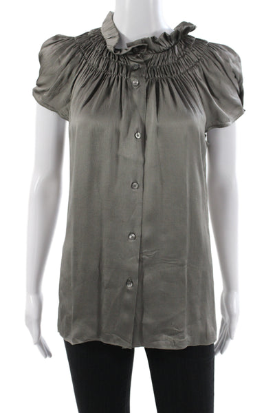 Calypso Saint Barth Women Basic Silk Gray High Neck Sleeveless Blouse Size M