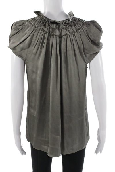 Calypso Saint Barth Women Basic Silk Gray High Neck Sleeveless Blouse Size M