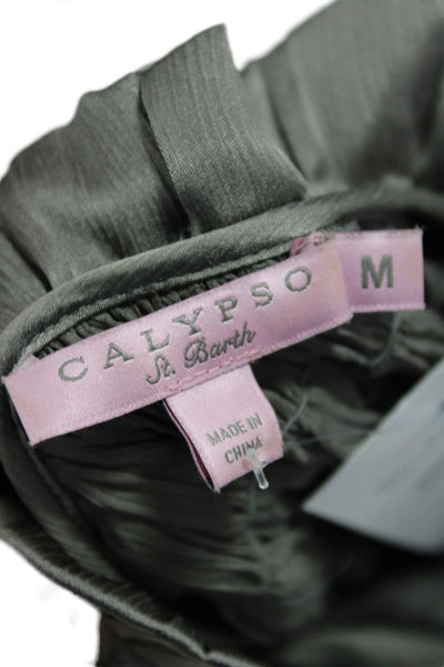 Calypso Saint Barth Women Basic Silk Gray High Neck Sleeveless Blouse Size M