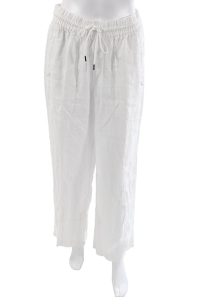 Athleta Womens Linen Jogger Pants White Drawstring Size S