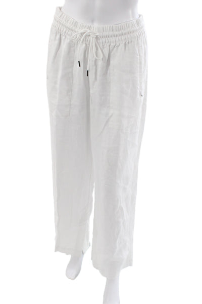 Athleta Womens Linen Jogger Pants White Drawstring Size S