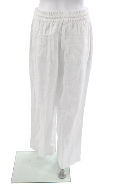 Athleta Womens Linen Jogger Pants White Drawstring Size S
