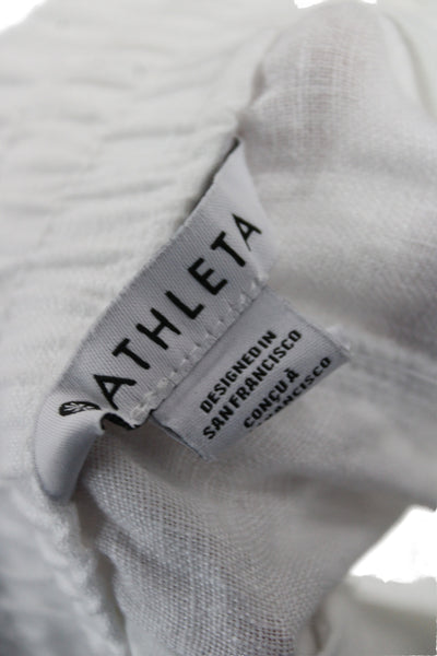 Athleta Womens Linen Jogger Pants White Drawstring Size S