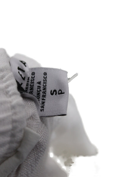 Athleta Womens Linen Jogger Pants White Drawstring Size S