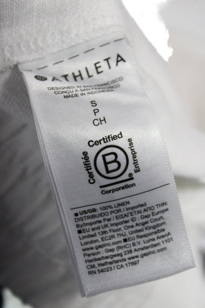 Athleta Womens Linen Jogger Pants White Drawstring Size S