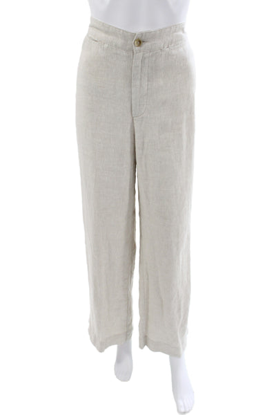 Faherty Women Cropped Linen Pants Beige Size S