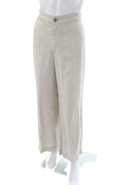 Faherty Women Cropped Linen Pants Beige Size S