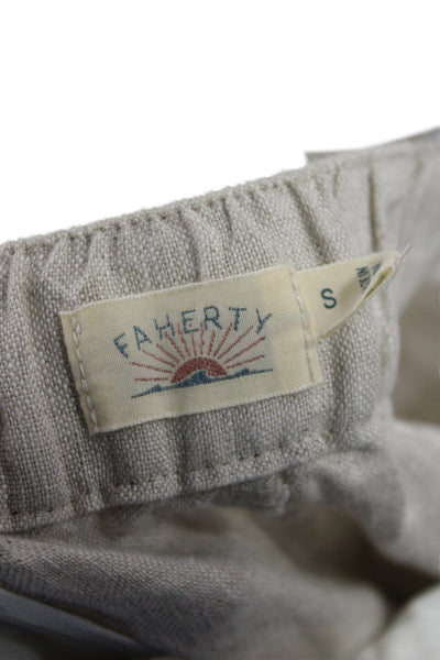 Faherty Women Cropped Linen Pants Beige Size S