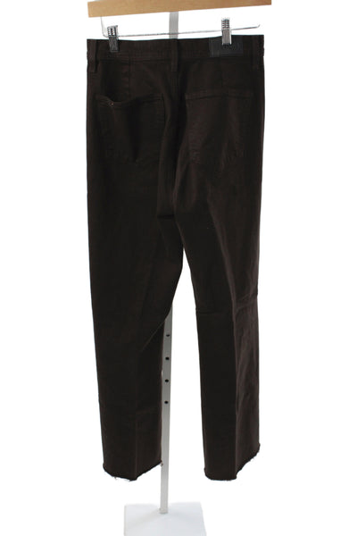 Pistola Women Straight Jeans Brown Cotton High Rise Button Size 27