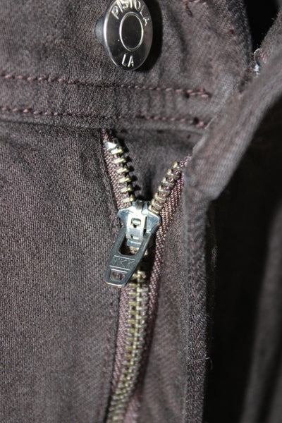 Pistola Women Straight Jeans Brown Cotton High Rise Button Size 27