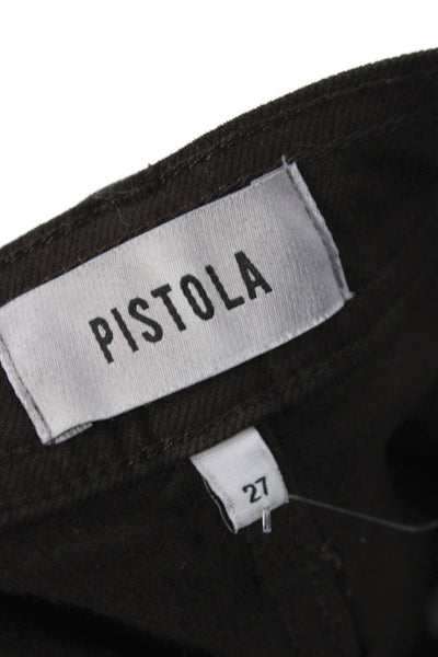 Pistola Women Straight Jeans Brown Cotton High Rise Button Size 27