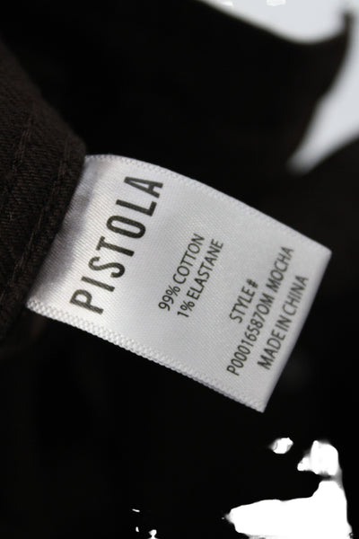 Pistola Women Straight Jeans Brown Cotton High Rise Button Size 27
